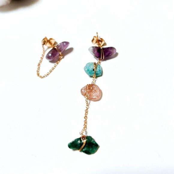 Stone drop earrings N136 - Picture 3 of 4